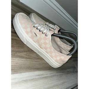 Vans Off The Wall Authentic Low Top Pink Checkerboard Shoes Women's 8.5 Size